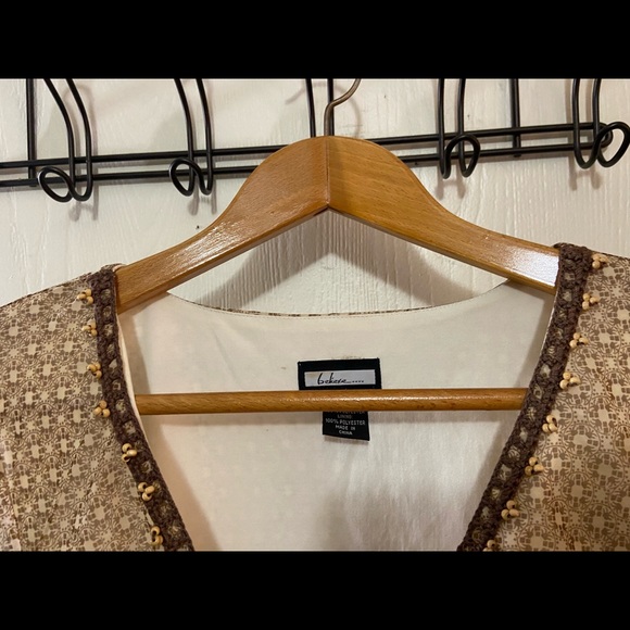 G.C Sz 16 Believe… light brown sheer V-neck dress w dark lining underneath. - Picture 4 of 8